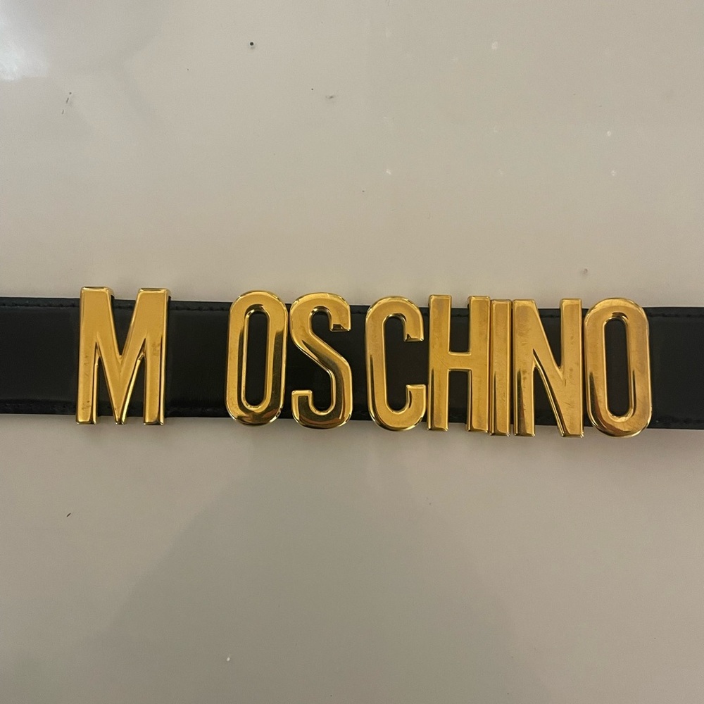 Moschino Gold Logo Leather Belt